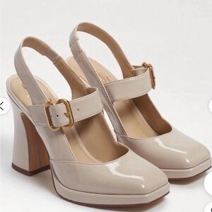 EUC Sam Edelman Jildie Linen Patent Maryjane Heels Size 6